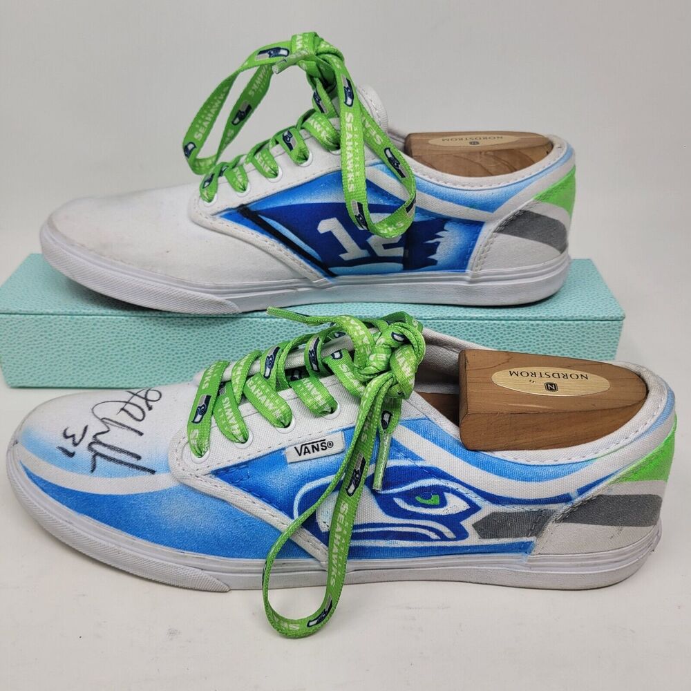 SIGNED Chancellor Autograph Custom Airbrushed Seattle Seahawks Vans Wmn’s Sz 8.5